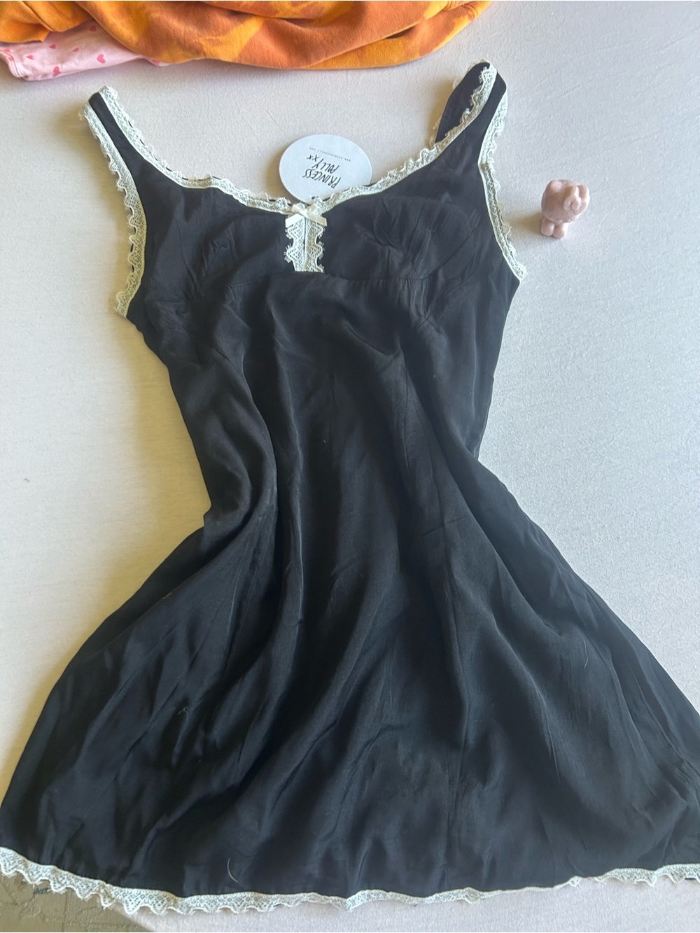 NWT black lace trim dress